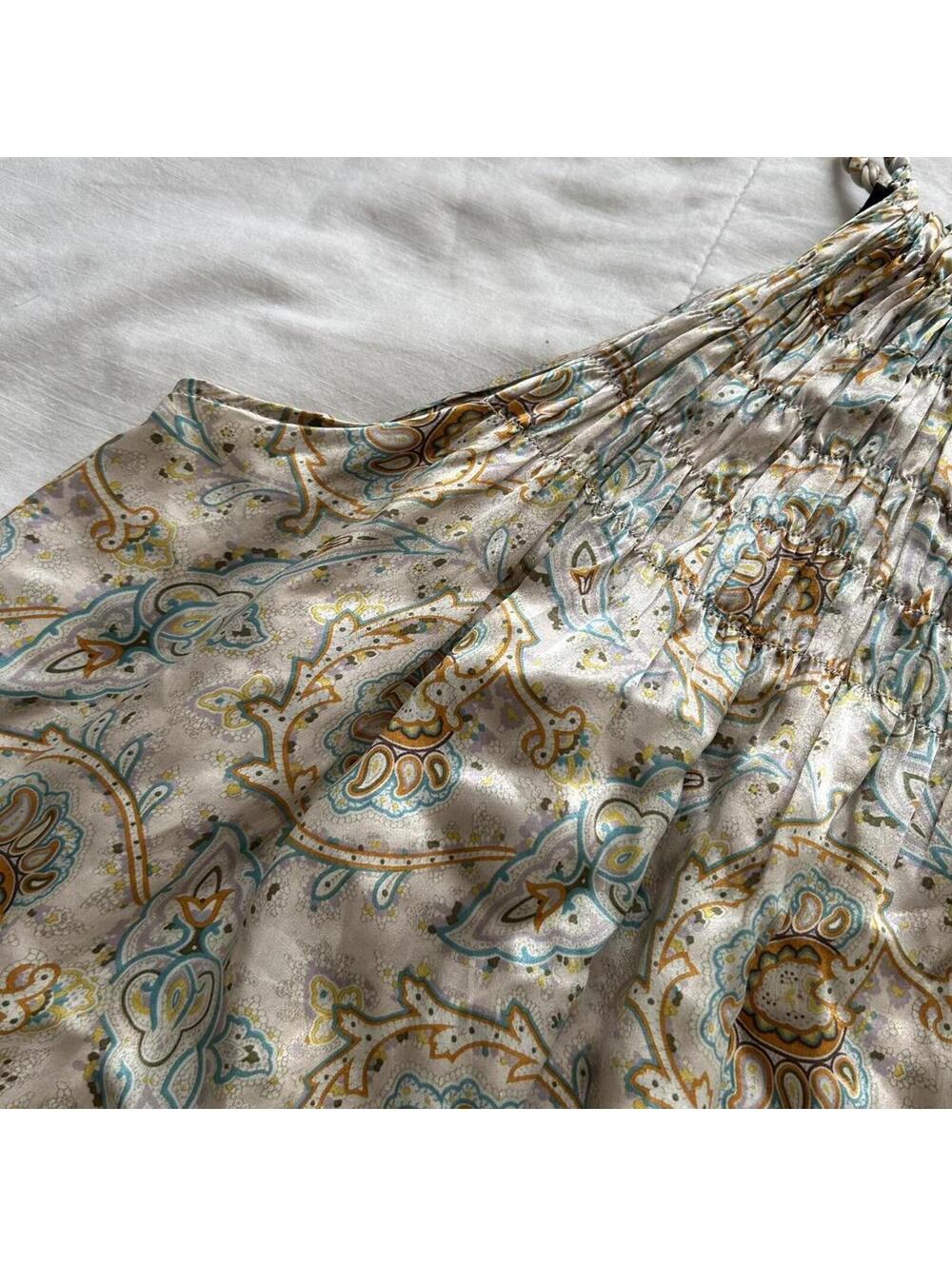 Zara Multicolor Silk Floral Paisley Mini Dress Twisted Strap Medium - Picture 4 of 8